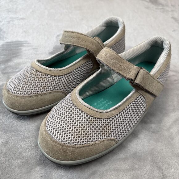 Orthofeet Shoes - OrthoFeet Women’s 9.5 2E Mary Jane Orthopedic Shoes Gray Tan Extra Wide